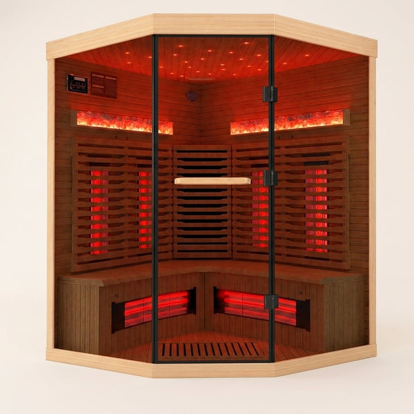 Infrared Sauna Built for Home Wellness, Canadian Hemlock, 3-4 Person Capacity, Himalayan Salt Therapy