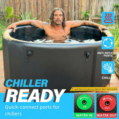 Inflatable Cold Plunge Tub, 150 Gallon, 59" L X 31.5" W X 23.6" H | Ice Bath Tub Compatible Water Chiller for Athletes, Insulated Lid, EVA Groundsheet, Backpack