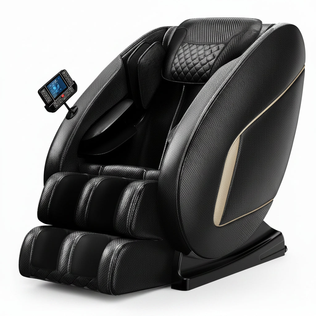 Massage Chair Neck Massager with Zero Gravity Heating Bluetooth Functions (Black)