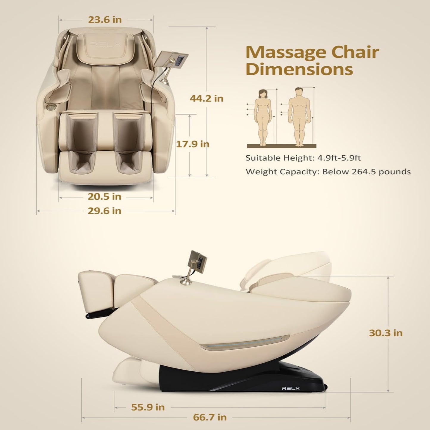 Massage Chair Full Body, Zero Gravity, Airbag Shiatsu, Sl-Track, Beige | Zero Gravity Massage Chair with 13 Modes, Body Scan, Foot Massage with Extendable Calf Rest, Heating, Yoga , AI Control