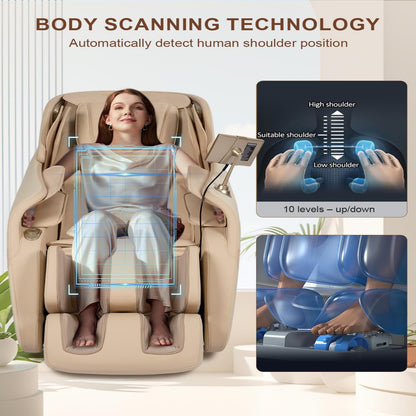 Massage Chair Full Body, Zero Gravity, Airbag Shiatsu, Sl-Track, Beige | Zero Gravity Massage Chair with 13 Modes, Body Scan, Foot Massage with Extendable Calf Rest, Heating, Yoga , AI Control