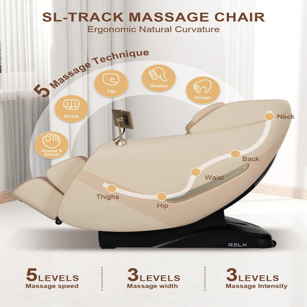Massage Chair Full Body, Zero Gravity, Airbag Shiatsu, Sl-Track, Beige | Zero Gravity Massage Chair with 13 Modes, Body Scan, Foot Massage with Extendable Calf Rest, Heating, Yoga , AI Control