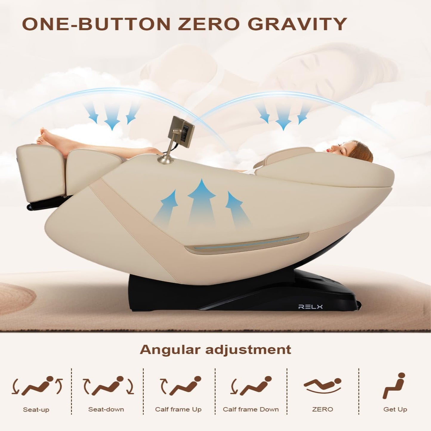 Massage Chair Full Body, Zero Gravity, Airbag Shiatsu, Sl-Track, Beige | Zero Gravity Massage Chair with 13 Modes, Body Scan, Foot Massage with Extendable Calf Rest, Heating, Yoga , AI Control